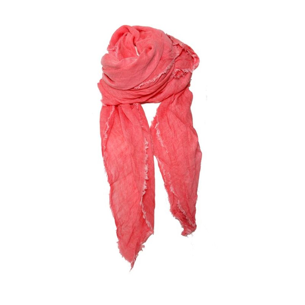 Faliero Sarti, Pink scarf with raw edges.